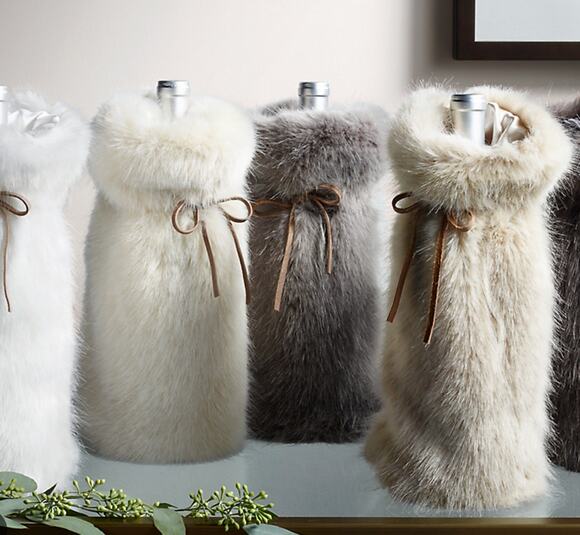 Restoration Hardware Other - NEW Restoration Hardware Faux Fur Wine Bottle Cover Gift Holiday